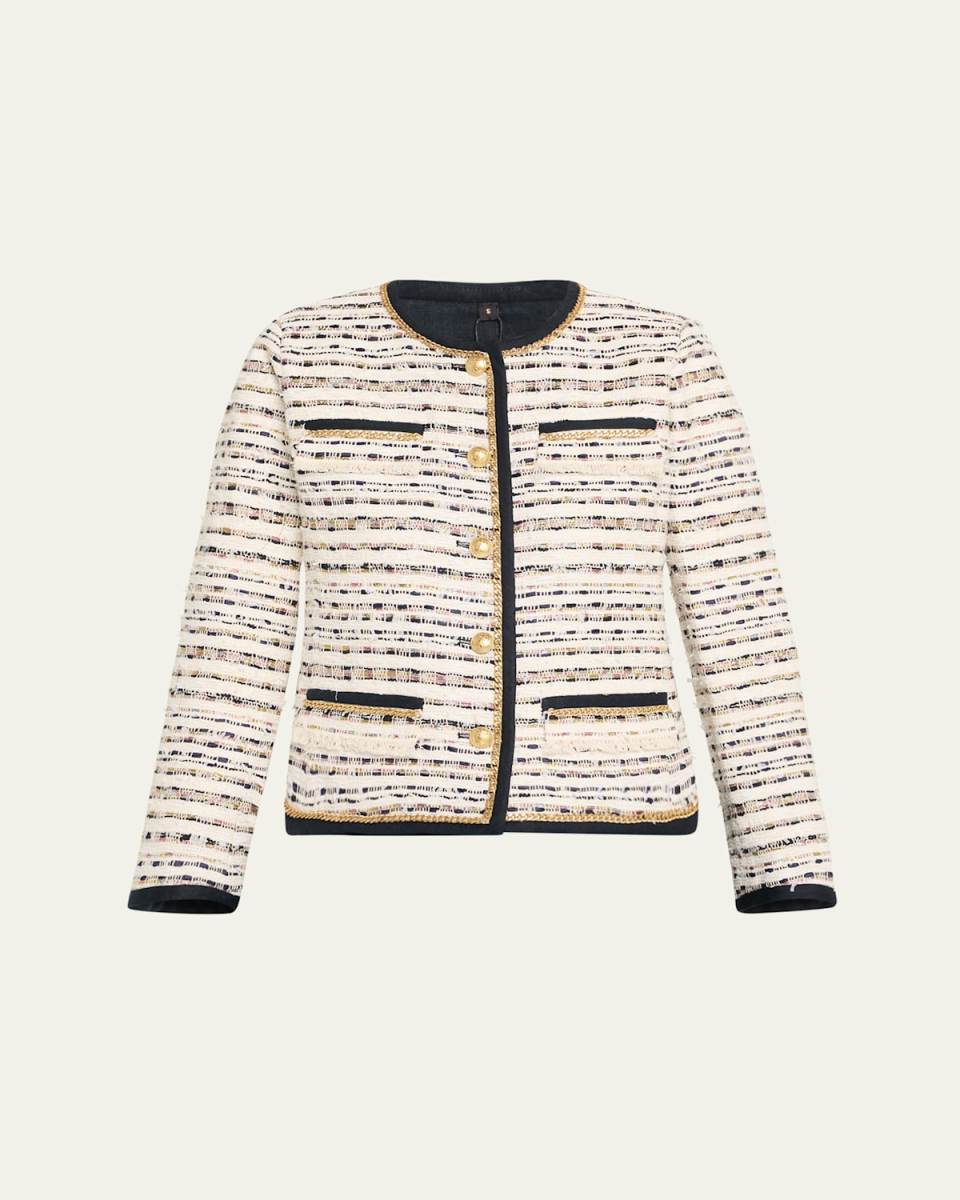 Kiera Chain-Trim Fringed Tweed Jacket